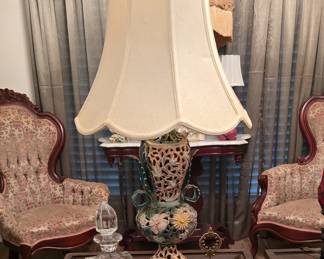 Crystal Decanter- Gold Overlay Bell - Antique Lamp (we have 2)
