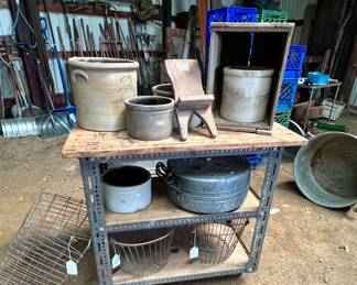 Crocks and wire baskets