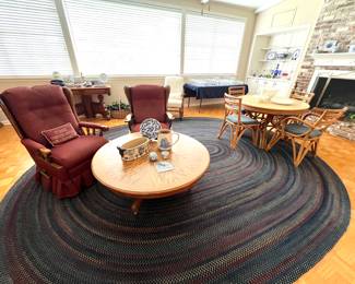 Large Oval Hook Rug - Upholstered Recliners - Coffee Table 