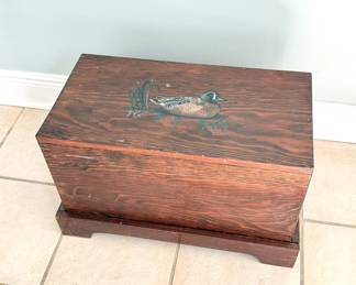 Hand Made Wooden Trunk Box with Painted Mallard Duck