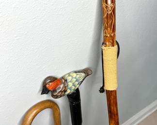 Set of 3 Walking Sticks - Eagle Walking Stick, Duck Walking Stick, and Cane