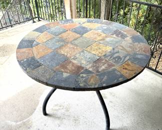Slate Tile Patio Table with Metal Base