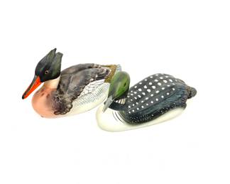 Set of 2 Vintage Ceramic Duck Decanters