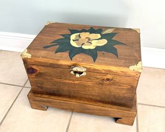 Hand made Trunk Box with Painted Magnolia