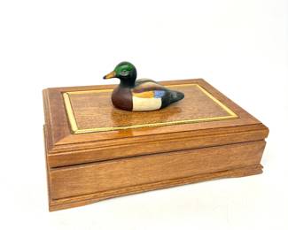 Vintage Wood Mallard Duck Jewelry Box