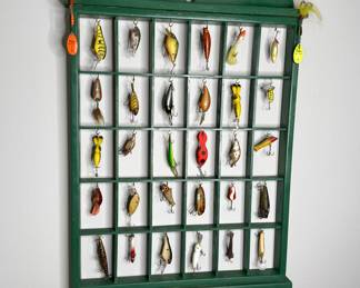 Hand Crafted Fishing Lure Display Shadow Box with Vintage Lures