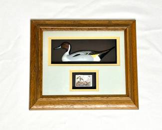 Ducks Unlimited 1989 Carved Duck and Stamp Shadowbox Set