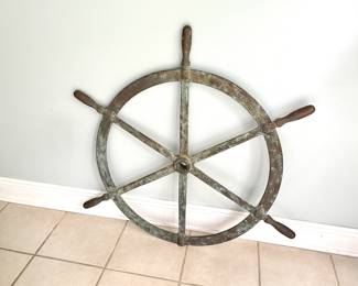 Large Solid Brass Ship Wheel