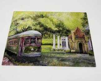 New Orleans Street Car Glass Cutting Board