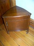 Mahogany 1950's unusual triangular bar cabinet.