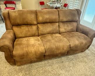 ASHLEY MICRO SUEDE RECLINING SOFA!