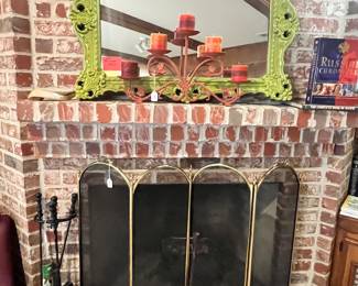 FIREPLACE ACCESSORIES, MIRROR & BRANDING IRON