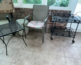PATIO - IRON TEACART & TABLE