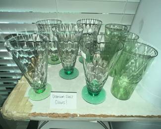 SEVERAL PIECES URANIUM GLASS - TESTED (IT GLOWS!)