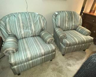 PAIR OF LARGE OVER-STUFFED CHAIRS