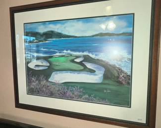 SIGNED & NUMBERED PRINT OF THE PEBBLE BEACH GOLF COURSE 7th HOLE by NANCY RABORN
