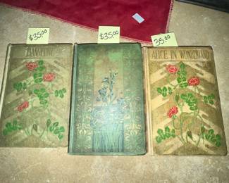 THREE ANTIQUE BOOKS "ALICE IN WONDERLAND", "EVANGELINE" & "PARADISE REGAINED"