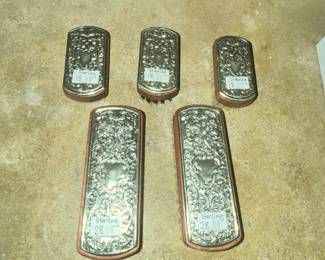 GROUP OF 5 STERLING SILVER BRUSHES