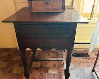 Wonderful paint decorated 2 drawer table/stand