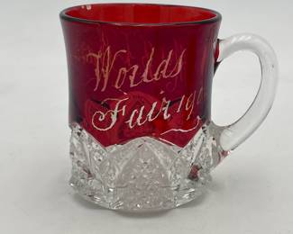 1904 St. Louis World's Fair Ruby Flash "Button Arches" Mug