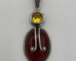 Red Carnelian Sterling Pendant on Sterling Chain