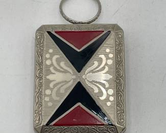 Red and Black Enameled Compact