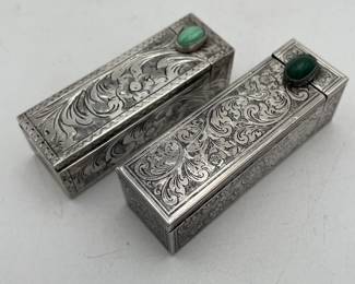 800 Silver Lipsticks with Turquoise and Fold out Mirrors