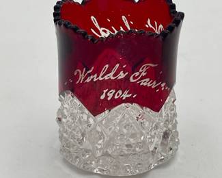 1904 St. Louis World's Fair Ruby Flash "Button Arches" Toothpick