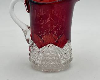 1904 St. Louis World's Fair Ruby Flash "Button Arches" Creamer