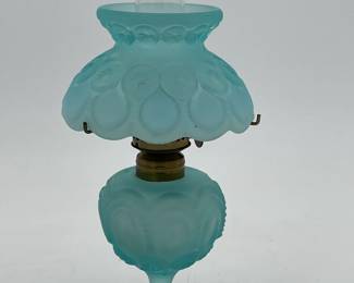Mini Blue Satin Fenton Lamp