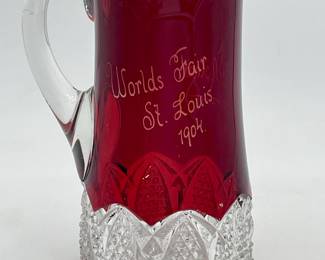 1904 St. Louis World's Fair Ruby Flash "Button Arches" Pitcher
