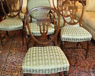 1920's Dining Suite - Hepplewhite style - made with Walnut and Koa-wood from Hawaii - custom gold plated hardware made by a jeweler - Peck & Hill Furnoture Co,