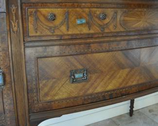 1920's Dining Suite - Hepplewhite style - made with Walnut and Koa-wood from Hawaii - custom gold plated hardware made by a jeweler - Peck & Hill Furnoture Co,
