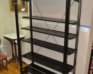 Modern illuminated shelving unit designed by Edward Wormley for Dunbar. Dimensions: 48" wide x 76 1/2" tall by 16 3/4" deep. Model 5455
