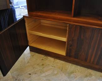 Modern Mid Century Rosewood cabinet with shelving unit by Hundevad - 54" wide x 77" tall x 17" deep