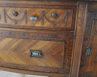 1920's Dining Suite - Hepplewhite style - made with Walnut and Koa-wood from Hawaii - custom gold plated hardware made by a jeweler - Peck & Hill Furnoture Co,
