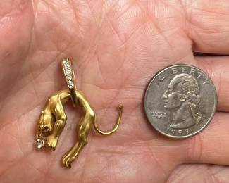 18k panther and diamond pendant with chain