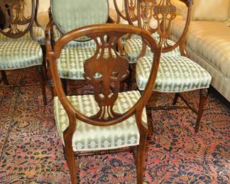 1920's Dining Suite - Hepplewhite style - made with Walnut and Koa-wood from Hawaii - custom gold plated hardware made by a jeweler - Peck & Hill Furnoture Co,