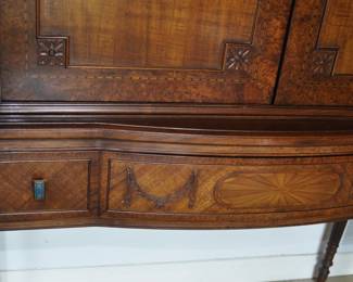 1920's Dining Suite - Hepplewhite style - made with Walnut and Koa-wood from Hawaii - custom gold plated hardware made by a jeweler - Peck & Hill Furnoture Co,