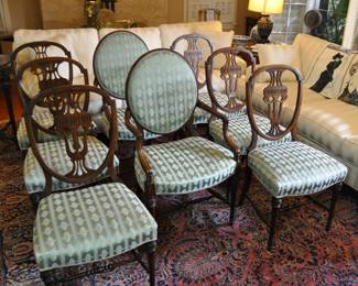 1920's Dining Suite - Hepplewhite style - made with Walnut and Koa-wood from Hawaii - custom gold plated hardware made by a jeweler - Peck & Hill Furnoture Co,