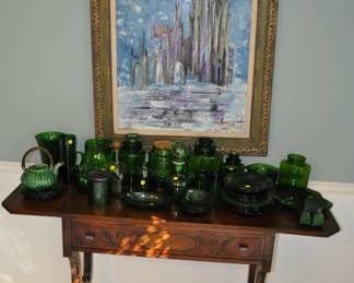 1920's Dining Suite - Hepplewhite style - made with Walnut and Koa-wood from Hawaii - custom gold plated hardware made by a jeweler - Peck & Hill Furnoture Co,