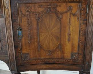 1920's Dining Suite - Hepplewhite style - made with Walnut and Koa-wood from Hawaii - custom gold plated hardware made by a jeweler - Peck & Hill Furnoture Co,