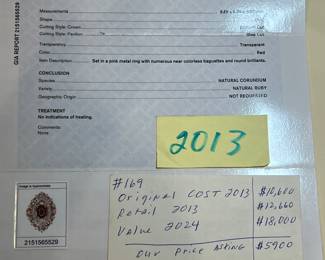 GIA certificate for ruby ring. Note: All jewelry sales are guaranteed to be as described.