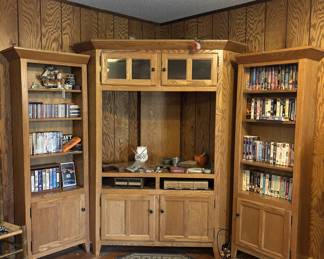 3 Piece oak entertainment center