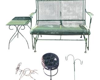Iron Patio Glider, Table, Plant Stands, Doggy, Shepherds Hook