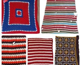 Five Crocheted Lap Blankets Shawl