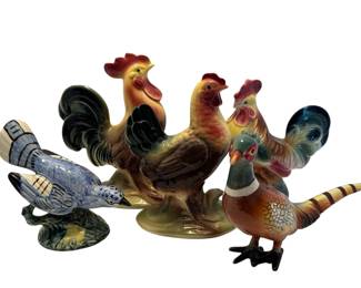 Ceramic Chicken Bird Figurines 