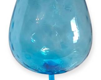 Italian Empoli Blue Optic Glass Brandy Snifter Vase