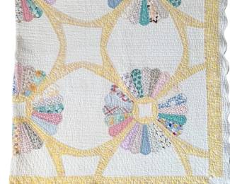Handsewn Dresden Plate Quilt 74 x 72 