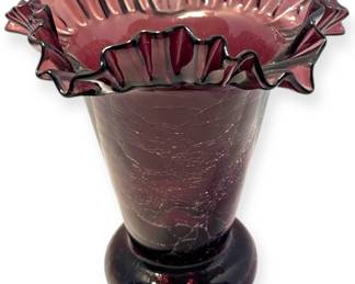 Vintage Amethyst Ruffled Glass Vase 
